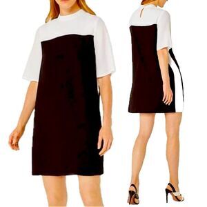 BCBGMaxazria Black & White Colorblock Shift Dress Size Medium